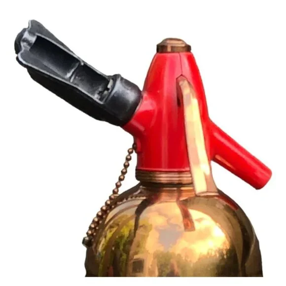 Vintage MCM Sparklets Selzer Bottle 12" Copper w Red Trim Bar Atomic Space Age - Picture 2 of 9